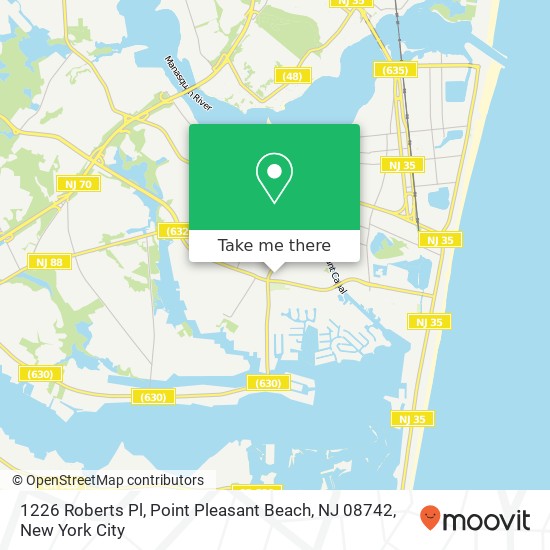 Mapa de 1226 Roberts Pl, Point Pleasant Beach, NJ 08742