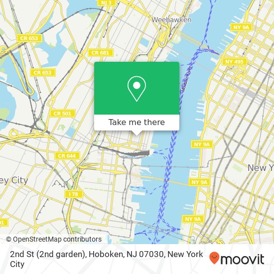 Mapa de 2nd St (2nd garden), Hoboken, NJ 07030