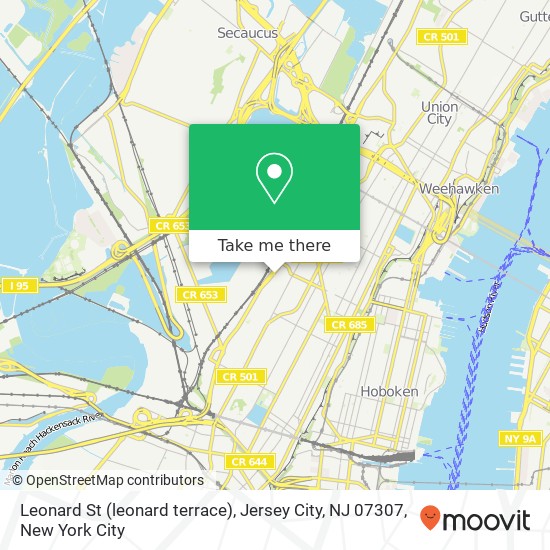 Mapa de Leonard St (leonard terrace), Jersey City, NJ 07307