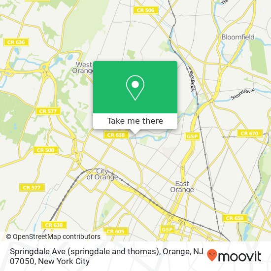 Mapa de Springdale Ave (springdale and thomas), Orange, NJ 07050