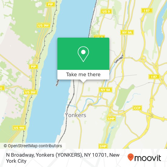 N Broadway, Yonkers (YONKERS), NY 10701 map