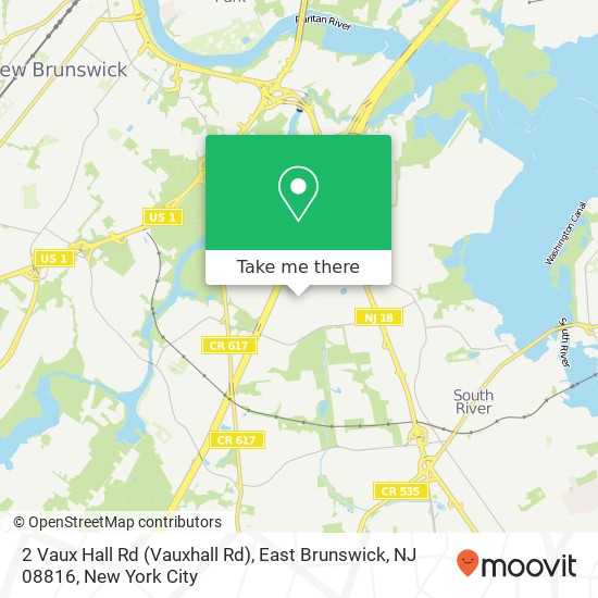 Mapa de 2 Vaux Hall Rd (Vauxhall Rd), East Brunswick, NJ 08816