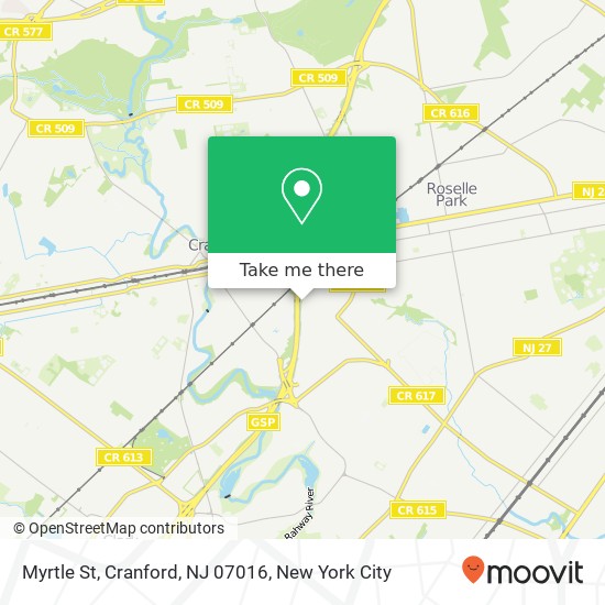 Mapa de Myrtle St, Cranford, NJ 07016