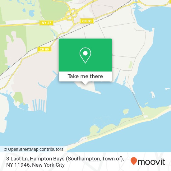 Mapa de 3 Last Ln, Hampton Bays (Southampton, Town of), NY 11946