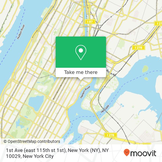 1st Ave (east 115th st 1st), New York (NY), NY 10029 map