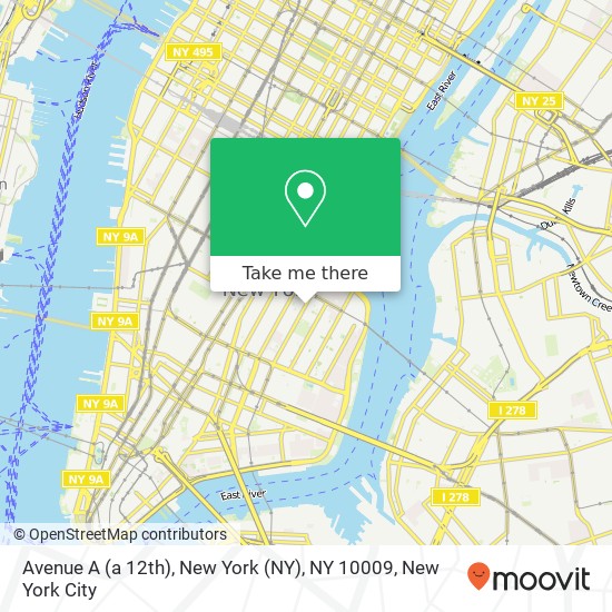 Avenue A (a 12th), New York (NY), NY 10009 map