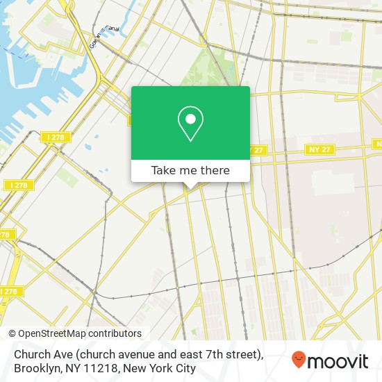 Mapa de Church Ave (church avenue and east 7th street), Brooklyn, NY 11218