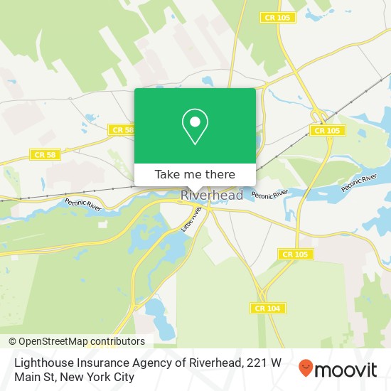 Lighthouse Insurance Agency of Riverhead, 221 W Main St map