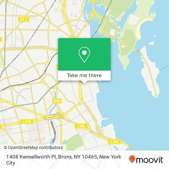 Mapa de 1408 Kennellworth Pl, Bronx, NY 10465