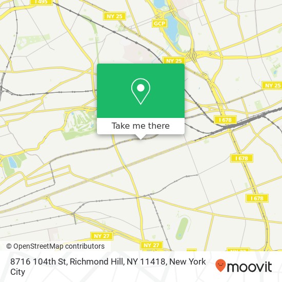 Mapa de 8716 104th St, Richmond Hill, NY 11418