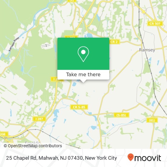 Mapa de 25 Chapel Rd, Mahwah, NJ 07430