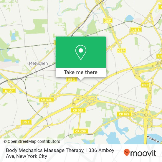 Mapa de Body Mechanics Massage Therapy, 1036 Amboy Ave
