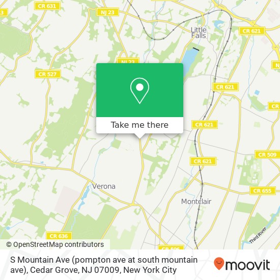 Mapa de S Mountain Ave (pompton ave at south mountain ave), Cedar Grove, NJ 07009