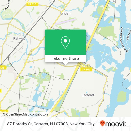 Mapa de 187 Dorothy St, Carteret, NJ 07008