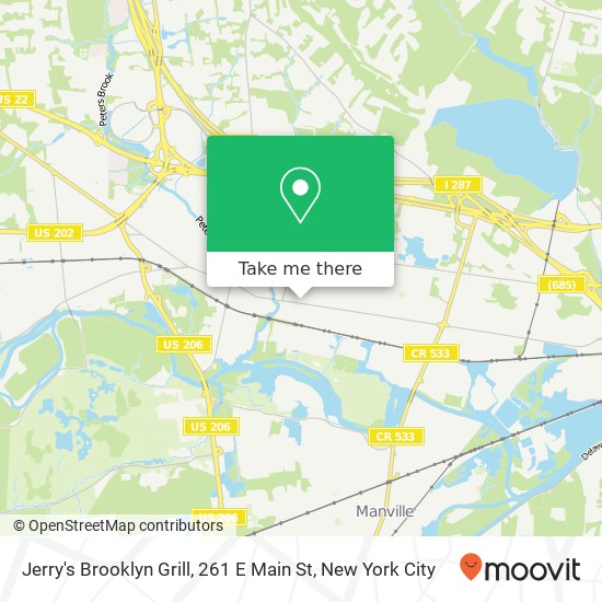 Mapa de Jerry's Brooklyn Grill, 261 E Main St