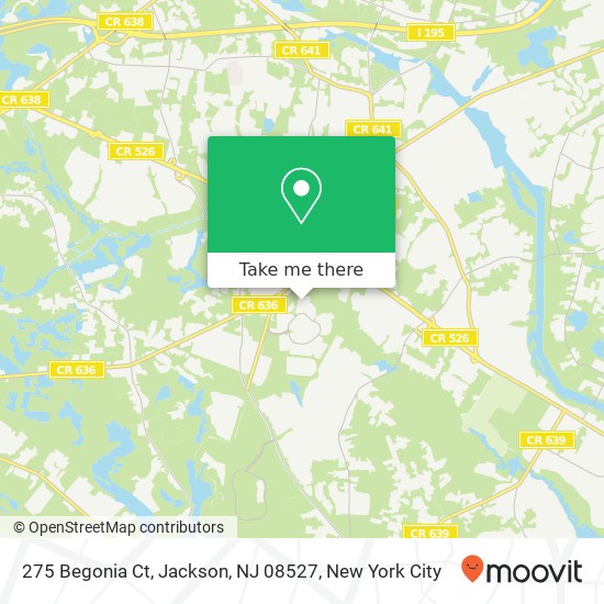 Mapa de 275 Begonia Ct, Jackson, NJ 08527