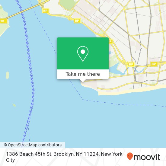 Mapa de 1386 Beach 45th St, Brooklyn, NY 11224