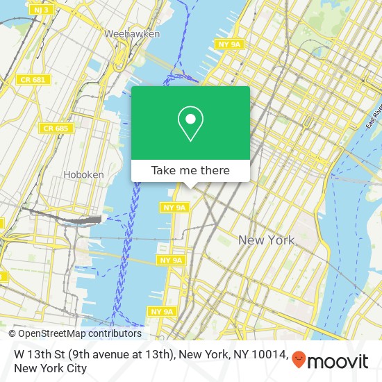 Mapa de W 13th St (9th avenue at 13th), New York, NY 10014