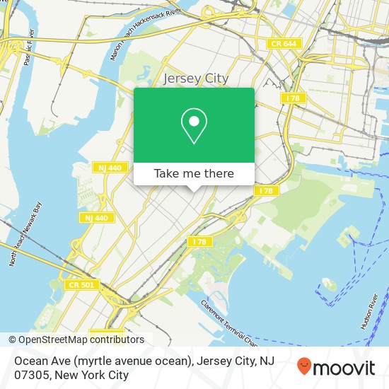 Ocean Ave (myrtle avenue ocean), Jersey City, NJ 07305 map