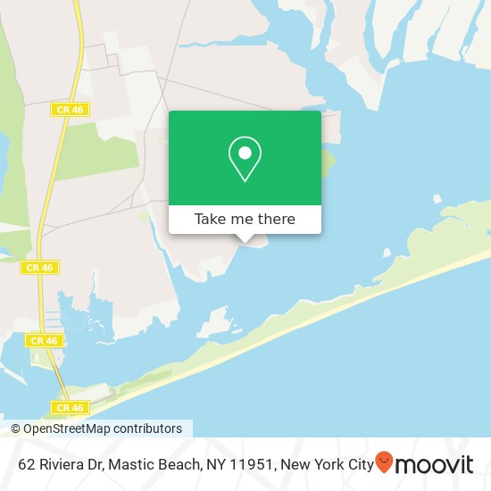 Mapa de 62 Riviera Dr, Mastic Beach, NY 11951