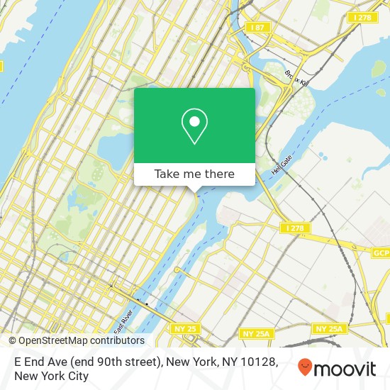 Mapa de E End Ave (end 90th street), New York, NY 10128