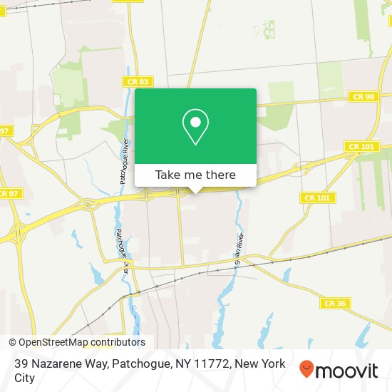 Mapa de 39 Nazarene Way, Patchogue, NY 11772