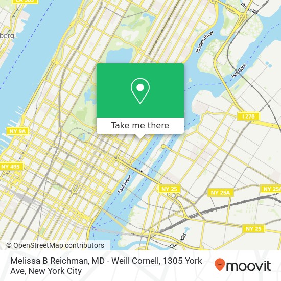 Mapa de Melissa B Reichman, MD - Weill Cornell, 1305 York Ave