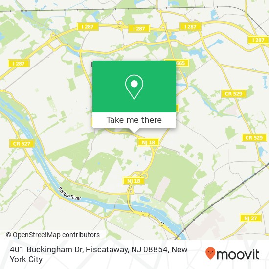 Mapa de 401 Buckingham Dr, Piscataway, NJ 08854