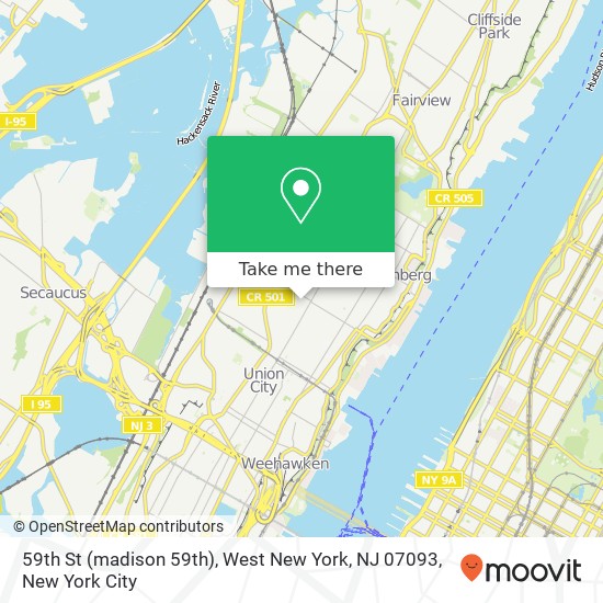 Mapa de 59th St (madison 59th), West New York, NJ 07093