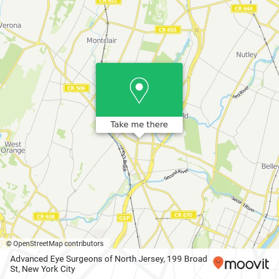 Mapa de Advanced Eye Surgeons of North Jersey, 199 Broad St