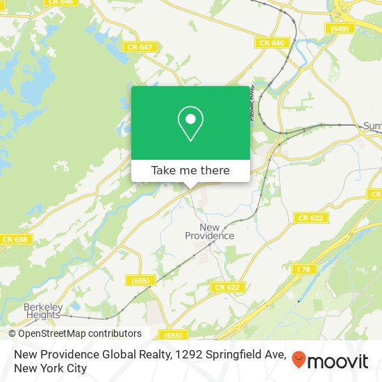 Mapa de New Providence Global Realty, 1292 Springfield Ave