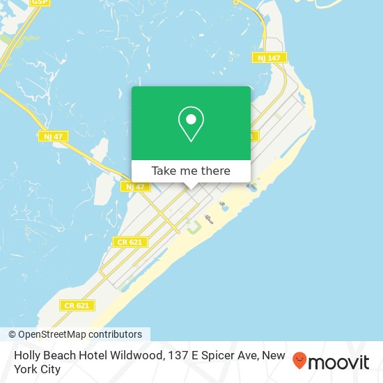 Holly Beach Hotel Wildwood, 137 E Spicer Ave map