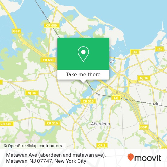 Mapa de Matawan Ave (aberdeen and matawan ave), Matawan, NJ 07747