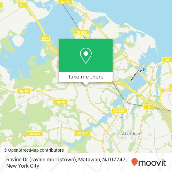 Ravine Dr (ravine morristown), Matawan, NJ 07747 map