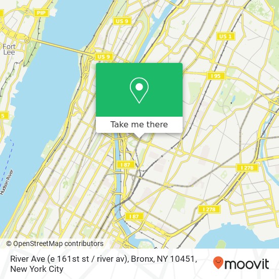 Mapa de River Ave (e 161st st / river av), Bronx, NY 10451
