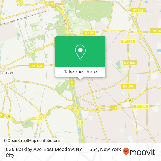 Mapa de 636 Barkley Ave, East Meadow, NY 11554