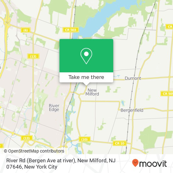 Mapa de River Rd (Bergen Ave at river), New Milford, NJ 07646