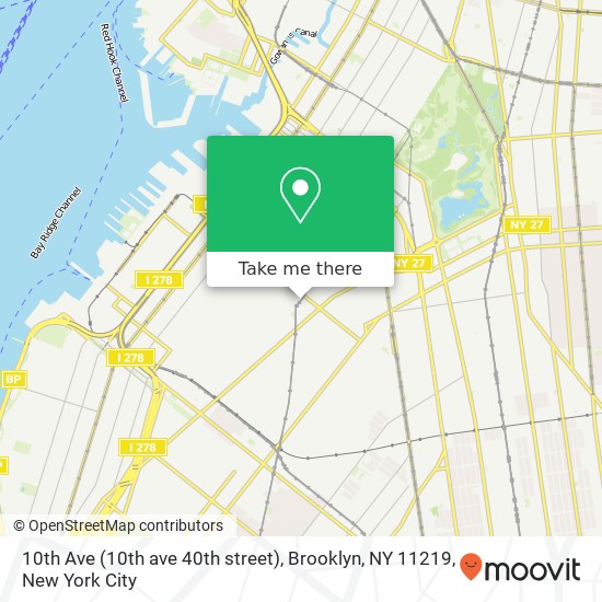 Mapa de 10th Ave (10th ave 40th street), Brooklyn, NY 11219