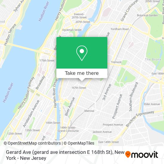 Mapa de Gerard Ave (gerard ave intersection E 168th St)