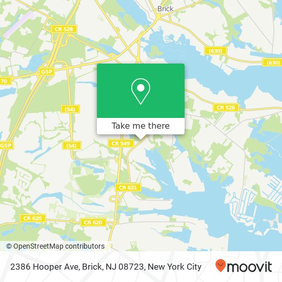 Mapa de 2386 Hooper Ave, Brick, NJ 08723