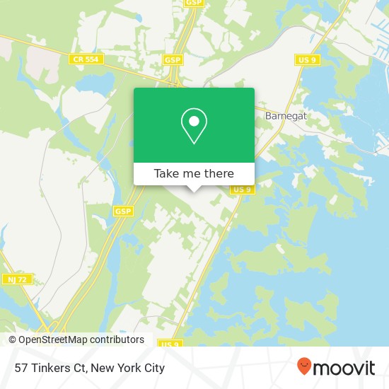 Mapa de 57 Tinkers Ct, Barnegat, NJ 08005