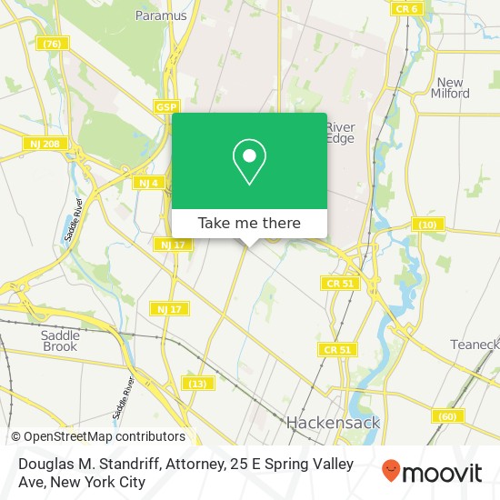 Douglas M. Standriff, Attorney, 25 E Spring Valley Ave map