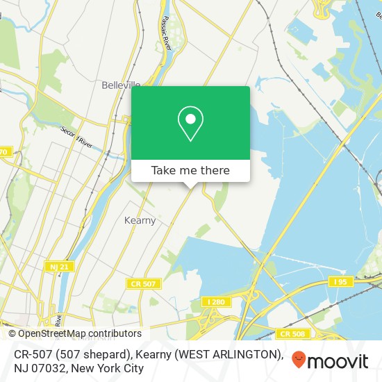 Mapa de CR-507 (507 shepard), Kearny (WEST ARLINGTON), NJ 07032