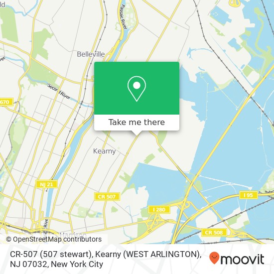 CR-507 (507 stewart), Kearny (WEST ARLINGTON), NJ 07032 map