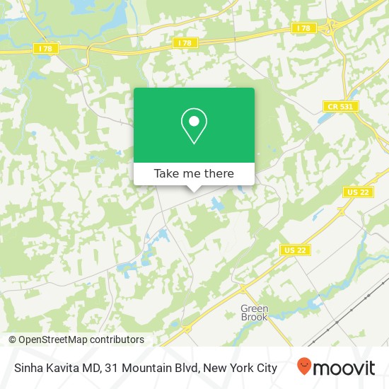 Mapa de Sinha Kavita MD, 31 Mountain Blvd