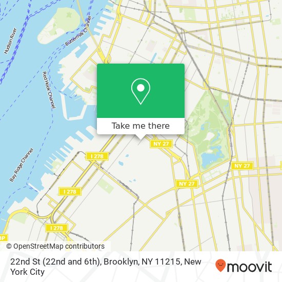 Mapa de 22nd St (22nd and 6th), Brooklyn, NY 11215