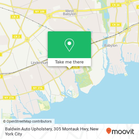 Mapa de Baldwin Auto Upholstery, 305 Montauk Hwy