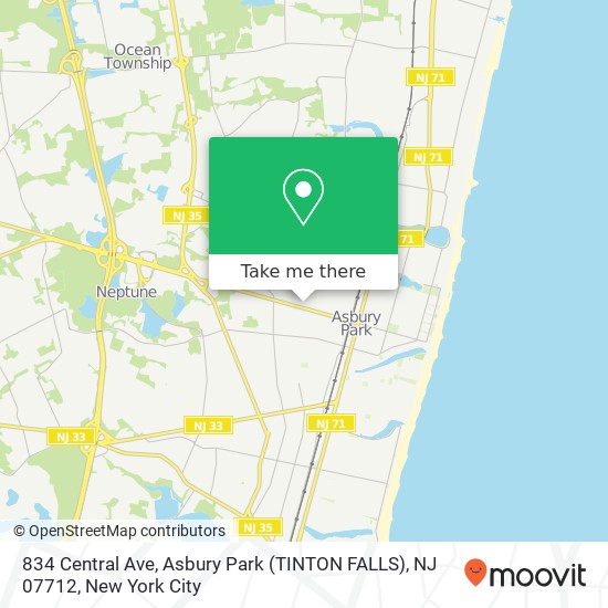 834 Central Ave, Asbury Park (TINTON FALLS), NJ 07712 map