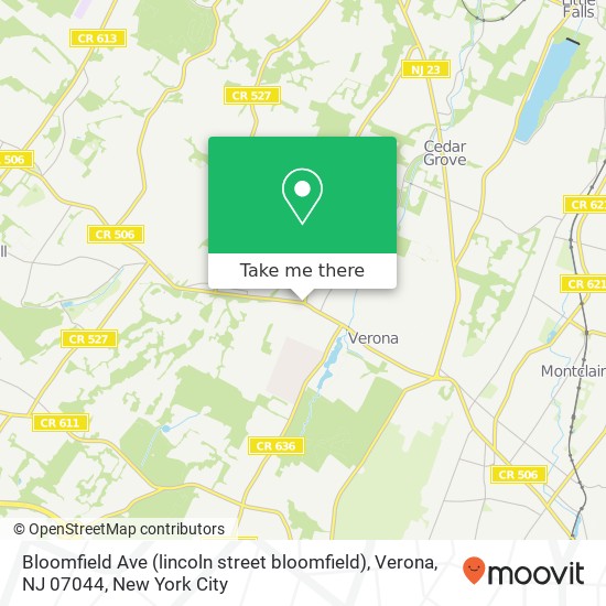 Mapa de Bloomfield Ave (lincoln street bloomfield), Verona, NJ 07044