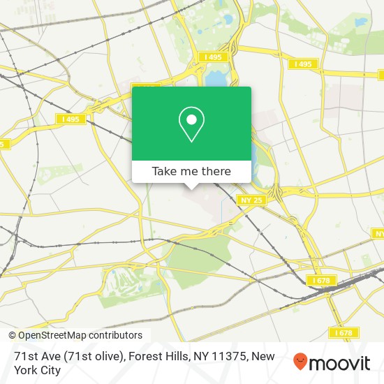 Mapa de 71st Ave (71st olive), Forest Hills, NY 11375